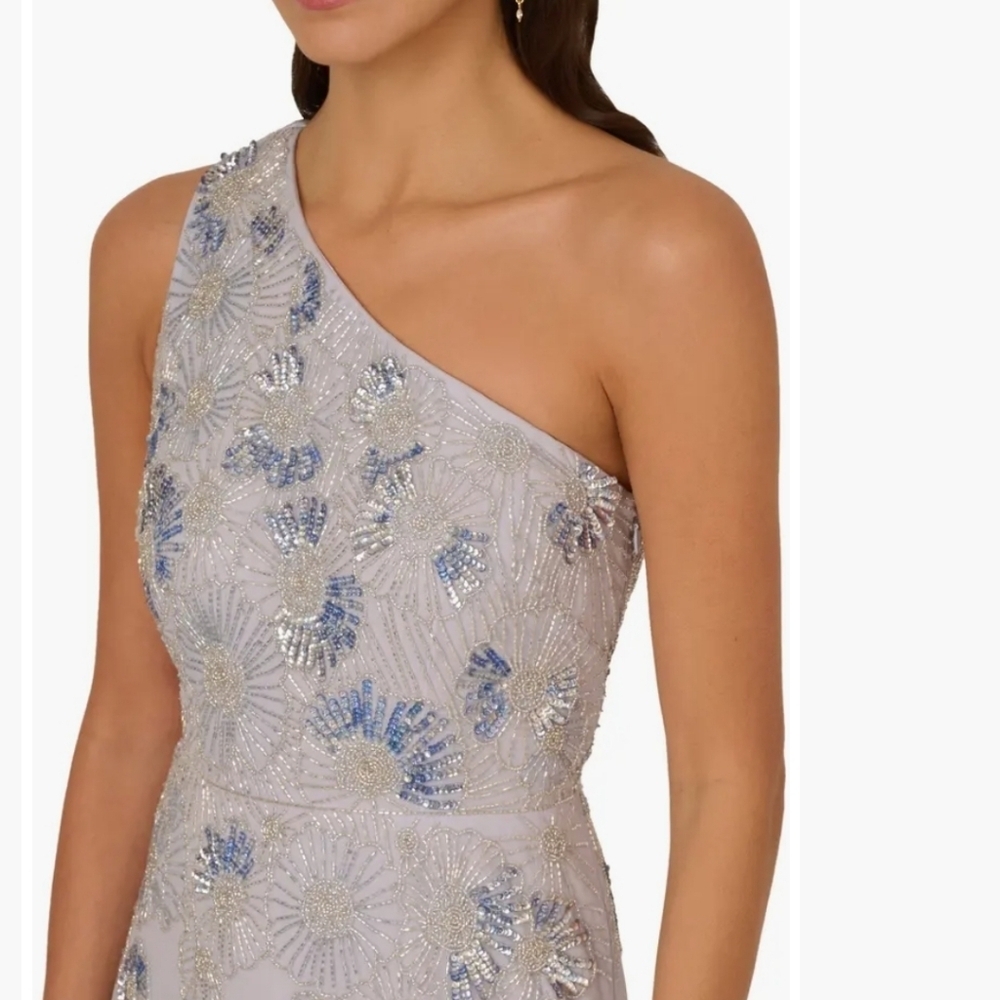 NWT! Adriana Papell One Shoulder Trumpet Gown Size 12 - Picture 4 of 12